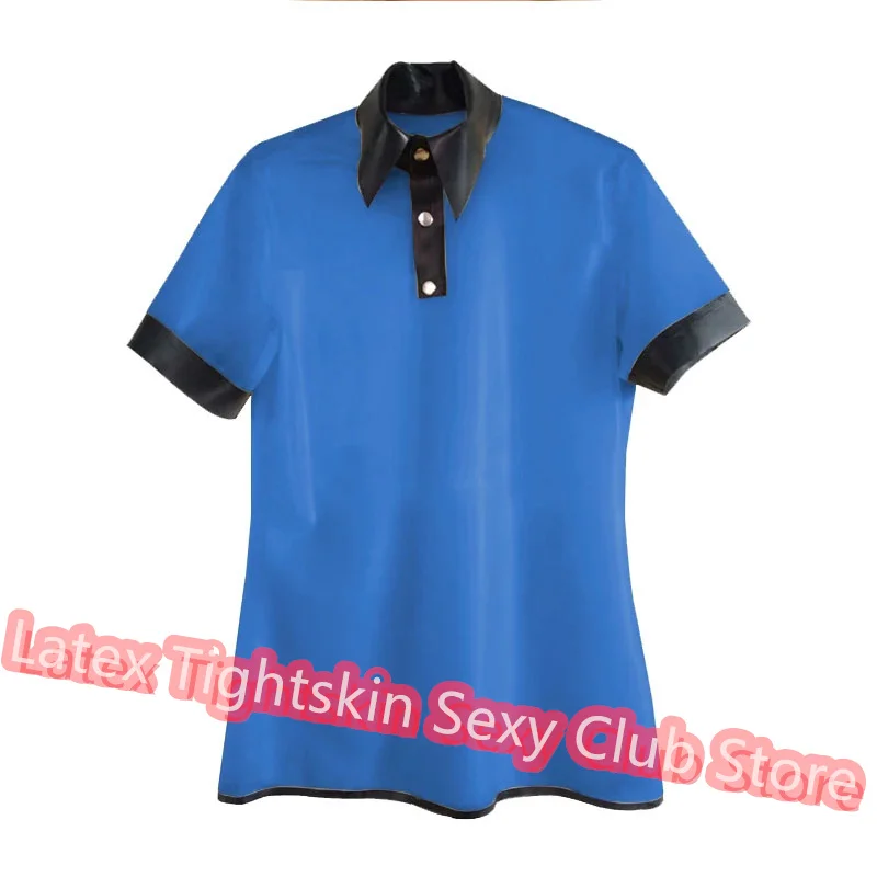 

Handmade Latex Men Sleeveless Shirt Man Sexy Tops Rubber Tank Vest with Black Trim Cosplay Costume