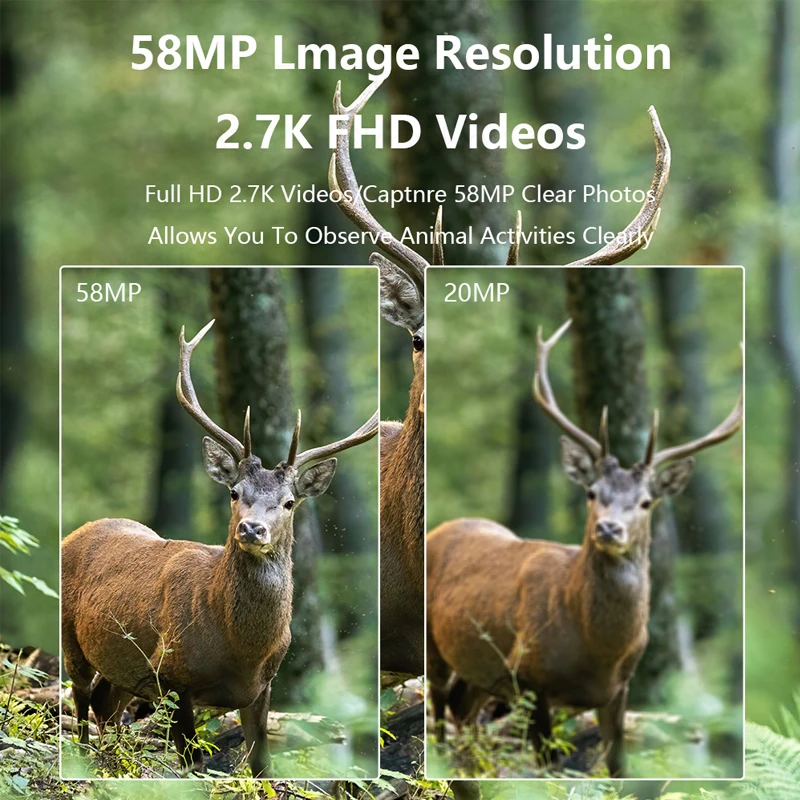 كاميرات الصيد 58MP 2.7K مع 940nm الأشعة تحت الحمراء للرؤية الليلية كاميرا خارجية برية لمراقبة الحياة البرية والكشافة PR1000