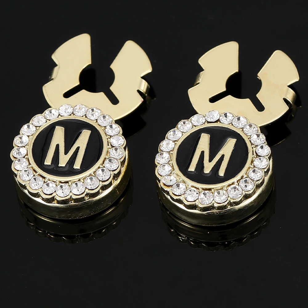 2 Teile/satz Initial Capital Design Taste Abdeckung Verschluss Kristall Manschettenknöpfe Für Männer Hemd Anzug Schmuck Brief ABCDEFGHIJKMNOQRSU – Detail 7