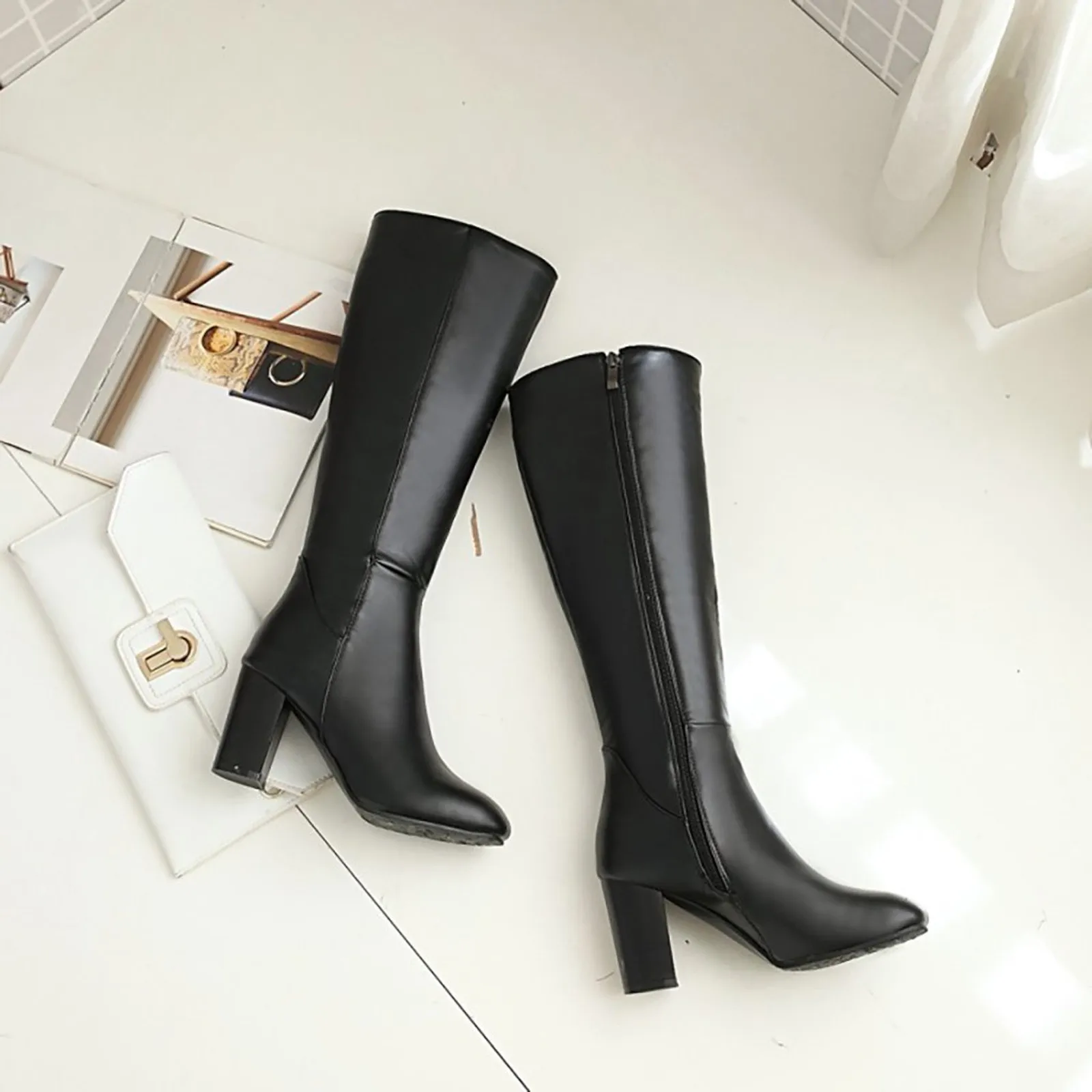 Autumn And Winter Women\'S High Boots Fashion Soft Leather Back Zipper Long Boots Ladies Comfortable Knee High Boots Botas Mujer