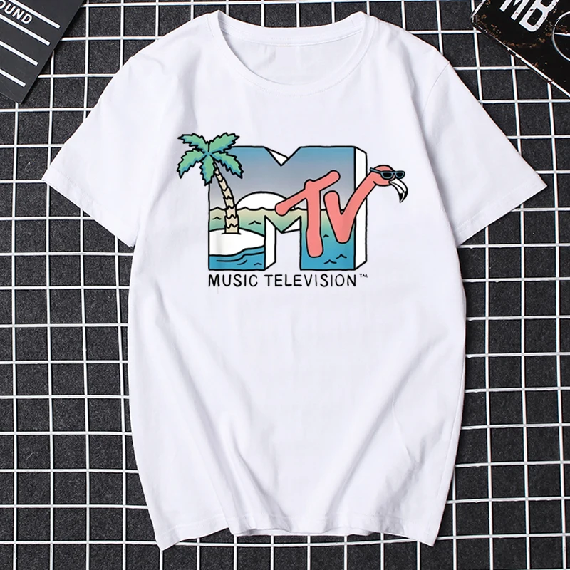 Mężczyźni odzież Retro T koszula Vintage rockowe Hip-Hop Tv T koszula lato Unisex koszulka na co dzień Mtv muzyka telewizja graficzne koszulki Tees