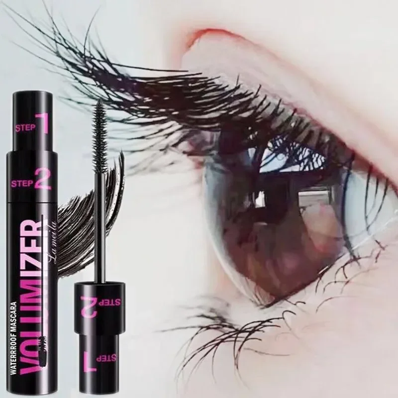 2 in1 Double Mascara Lengthening Black Lash Eyelash Extension Eye Lashes Brush Beauty Makeup Long-wearing Gold Color Mascara