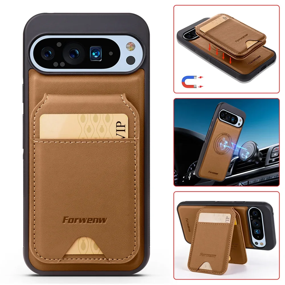 

Luxury Business Sle Leather Magnetic Phone Case for Google Pixel 10 9 Pro XL 8Pro 9A 8A RFID Card Bag Holder Car Protect Cover