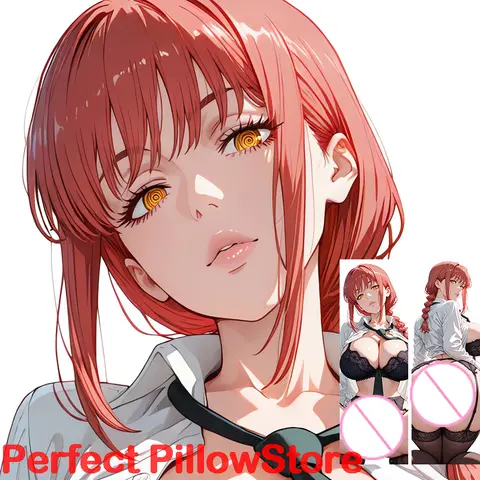 Funda de almohada para adultos con estampado de doble cara de anime Dakimakura Makima, tamaño real