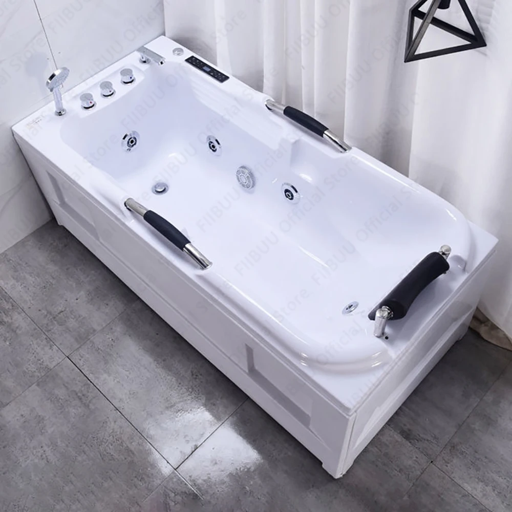 Dual-Side Skirt Bathtub Luxury Acrylic Tub With High Load-bearing Capacity, Multifunctional Left Skirt Bathtub Multiple Sizes