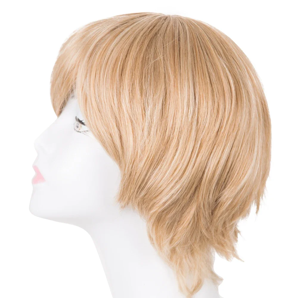 Inclined Bangs Women Day Life Synthetic Heat Resistance Hairpieces Female Male Salon Party Events Hair Blonde Wigs