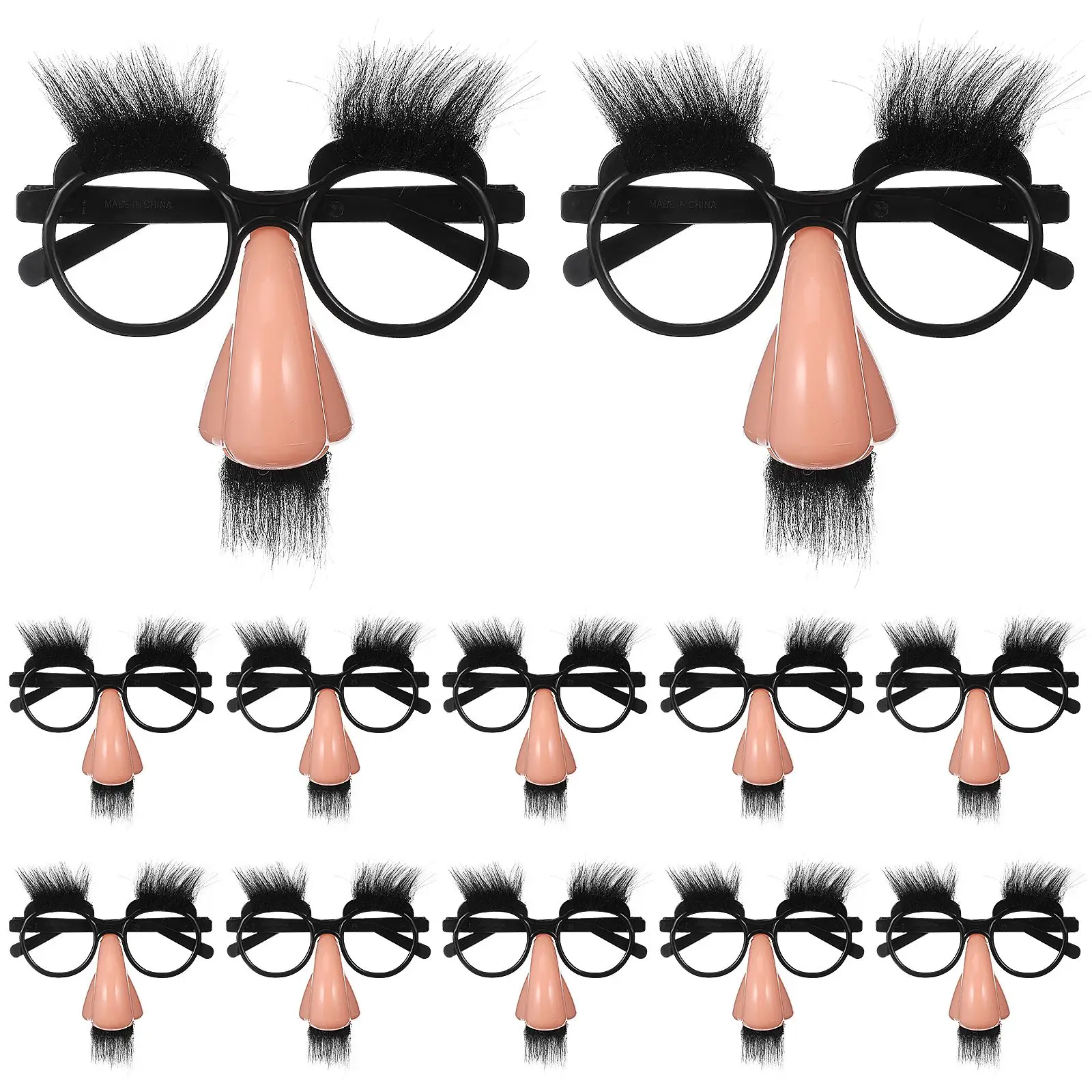 

12 Pcs Glasses with Nose Funny Halloween Costumes for Adults Clown Clothing Fake and Man