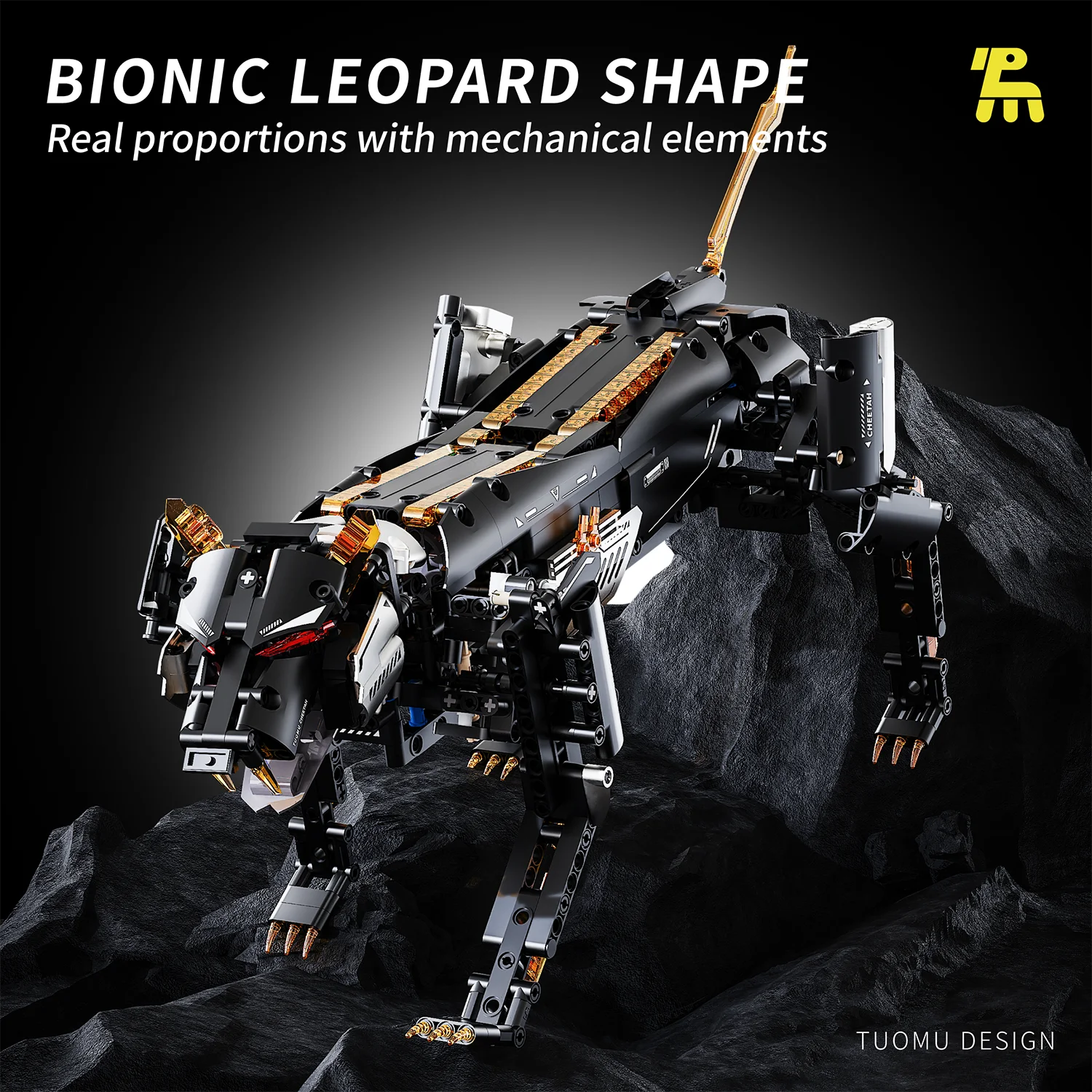 MOC テクニカルヒョウ動物ビルディングブロックデスクトップ装飾リモコンおもちゃ組立モデルギフト子供大人のおもちゃ