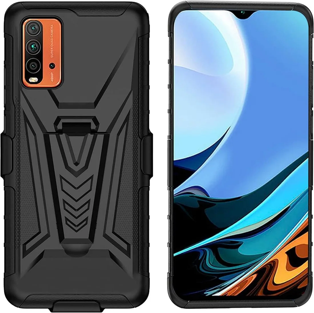 Fit Redmi Note 9 4G ShockProof Heavy Duty Armour Tough Stand Case With Belt Clip For Redmi 9T/Poco M3 Phone Cover