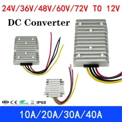 DC 24V 36V 48V 60V 72V 18-90V to 12V 10A 20A 30A 40A DC DC Converter Step Down Voltage Regulator Transformer Car Power Supply