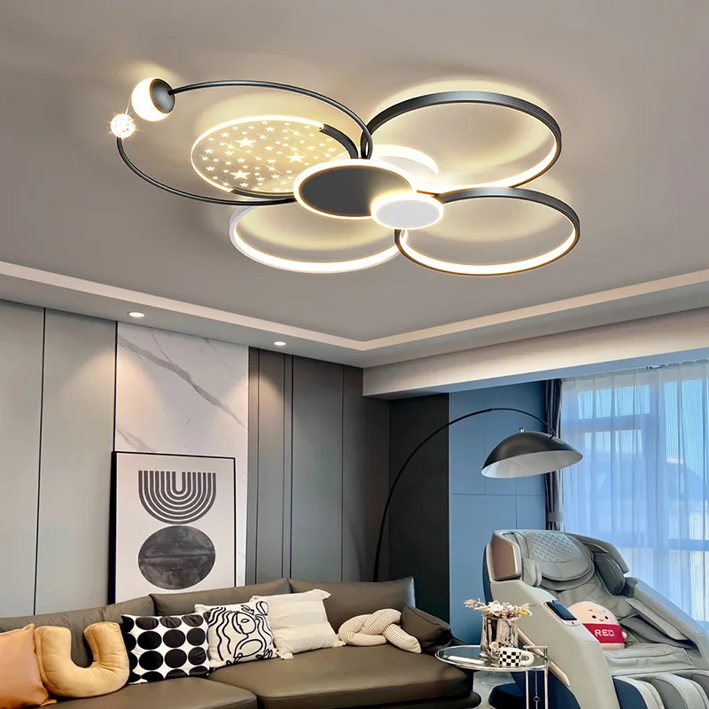 

Creative Led Living Room Ceiling Lights Simple Atmosphere Golden Bedroom Chandeliers Nordic Whole House Package Combination