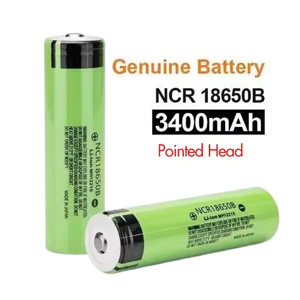 

100% Original NCR18650B 3400mAh 3.7V Pointed Head Rechargeable Li-ion Battery Long Cycle Life for Flashlight, Fan, Razor