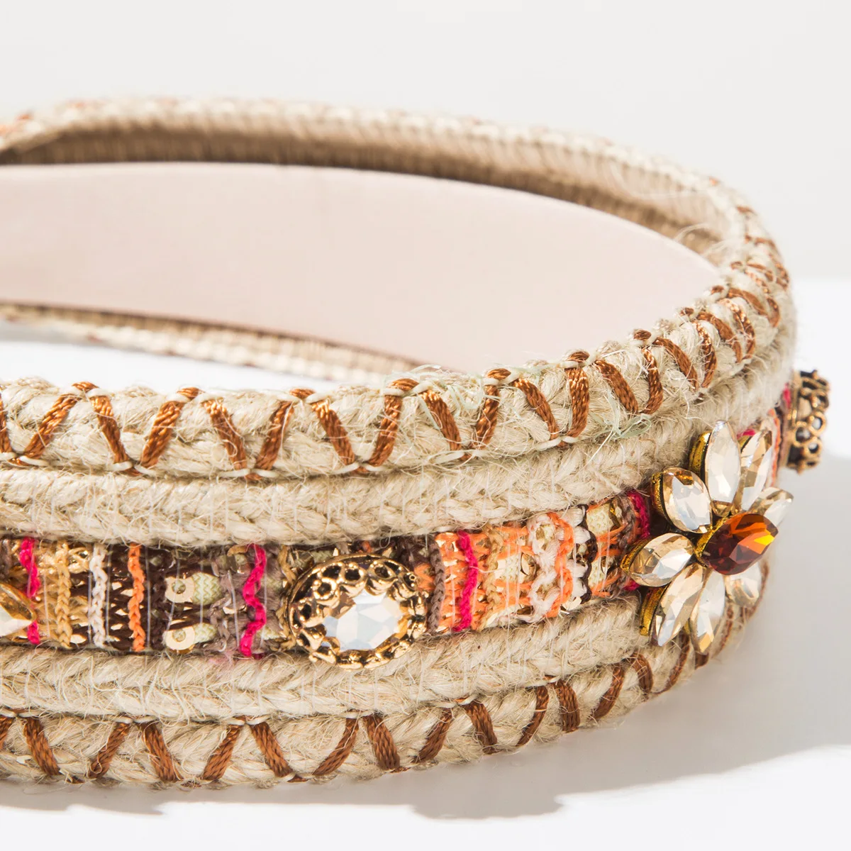 New Mixed-color Wool Woven Diamond-encrusted Headband Women's Versatile Fashion Western Style Creative Headband