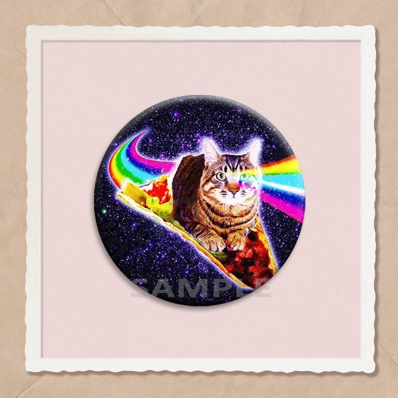 Cute Funny Rainbow Alien Cat Button Pins Backpack Clothing Decor Brooch Cartoon Science Fiction Badge Jewelry Gifts for Kids