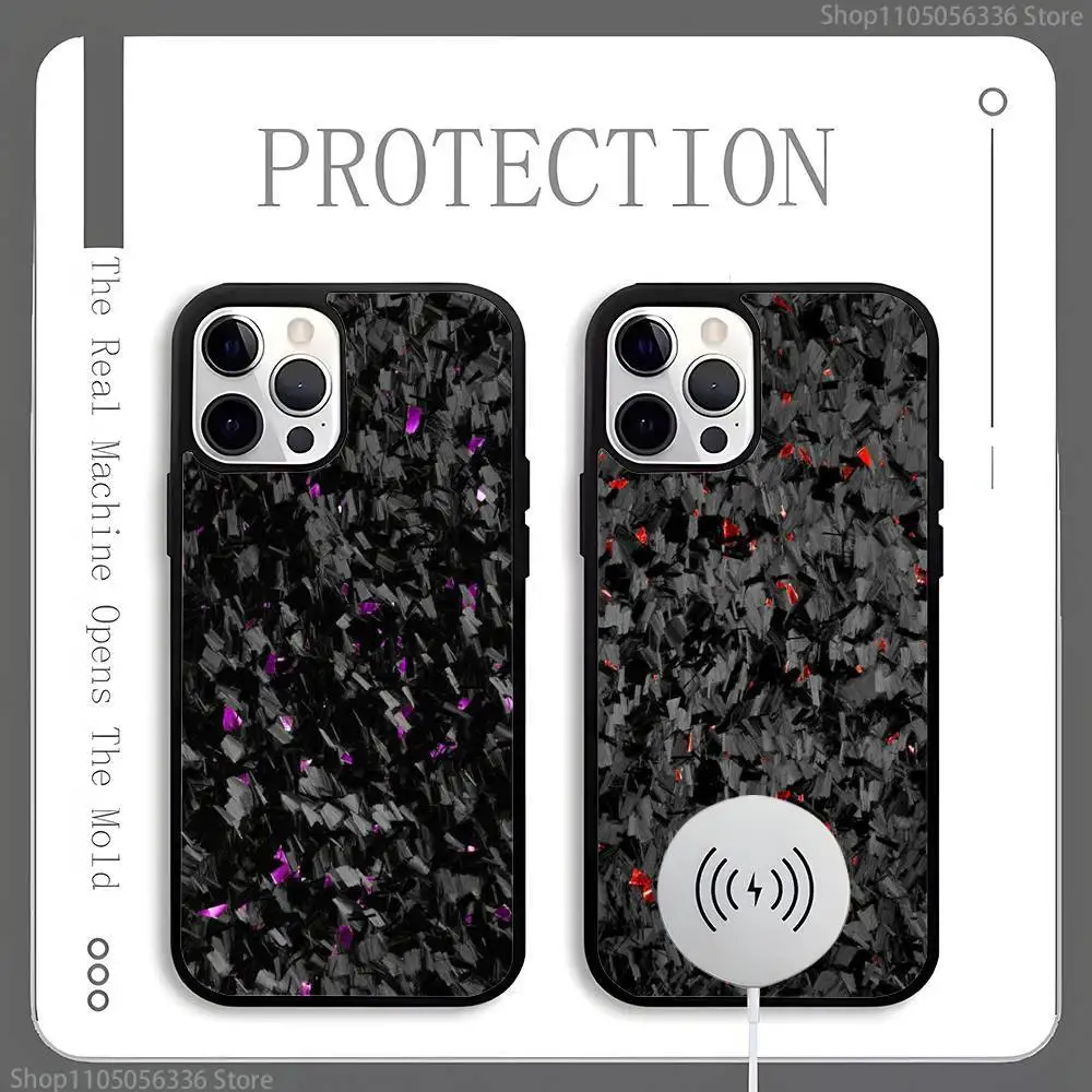 

Carbon Fiber Pattern Painting Phone Case For Magnetic Wireless Charge Cover For iphone 16 15 14 13 12 11 Pro Max Plus Coque