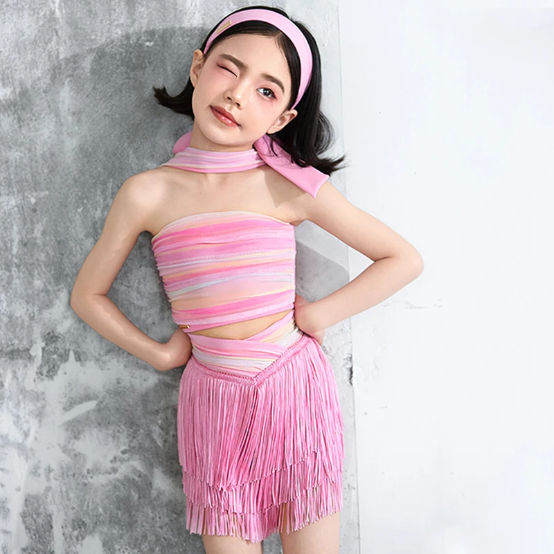 Costumes de danse de salon pour enfants, Costume de concours de danse latine pour filles, vêtements de spectacle de danse latine Samba pour enfants SL12799