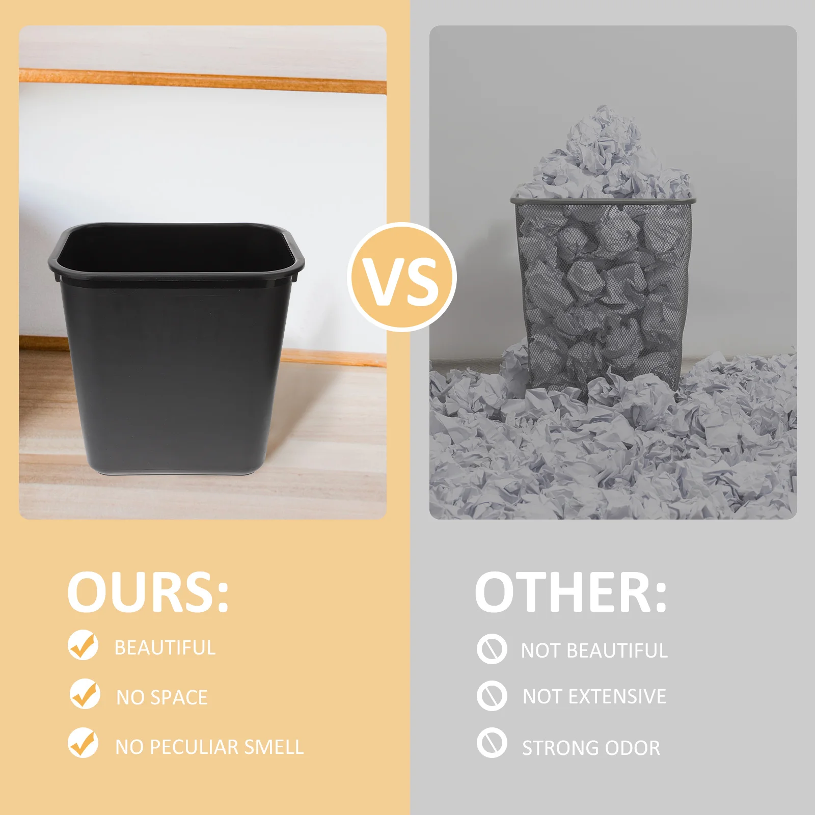 

Office Trash Bin Multi-Functional Storage Organizer Plastic Craftsmanship Space-Saving Home Bedroom Closet Use