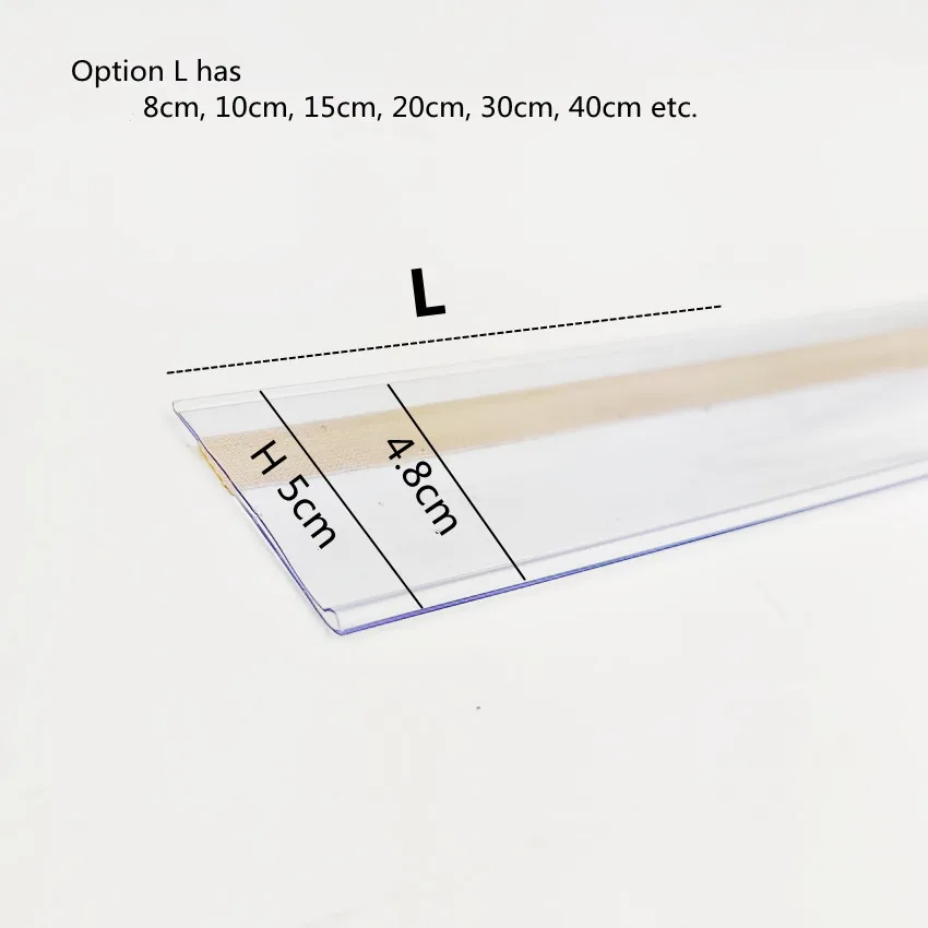 Short Plastic PVC Clip Holder, Merchandise Price Talker, Sign Label Display, Tiras de Dados, Fita Adesiva, Prateleira, H5 cm, 50Pcs