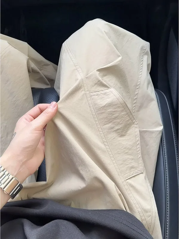 

Khaki Ice Silk Men's Summer Outdoor Casual Pants Drapey Qui Dry Straight Leg Loose Fit Breathable Lightweight Faionable