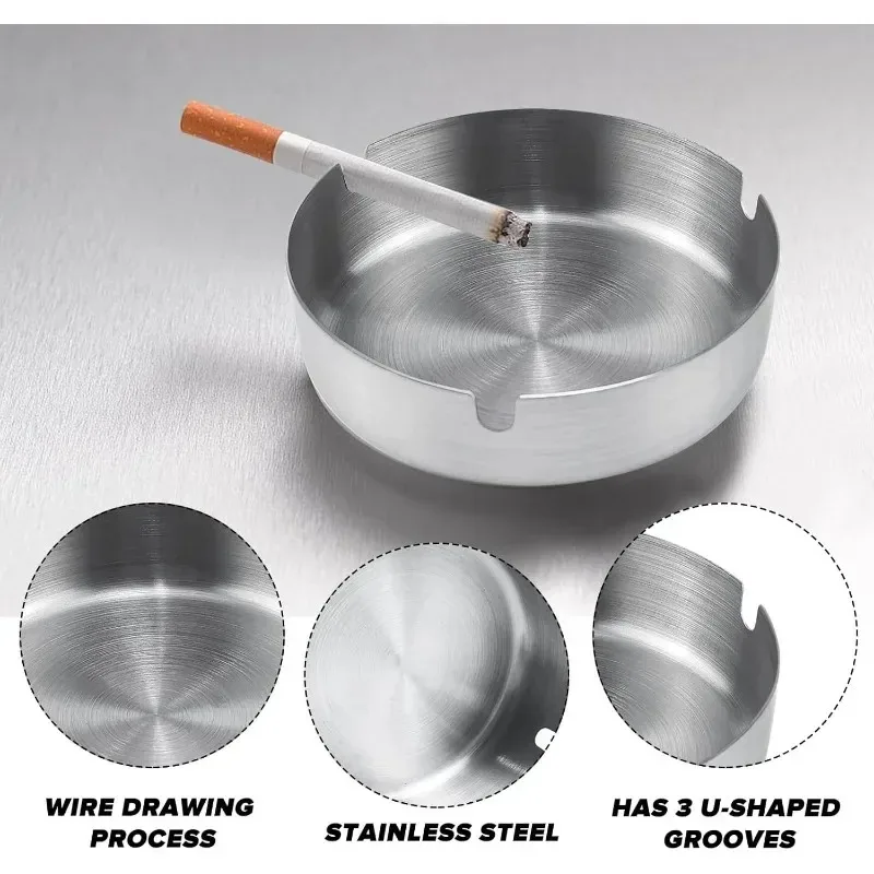 1/6x Edelstahl Aschenbecher Metall Zigarette Asche Ablage Runde Verdickte Aschenbecher Tragbare Tisch Aschenbecher für Bar Büro