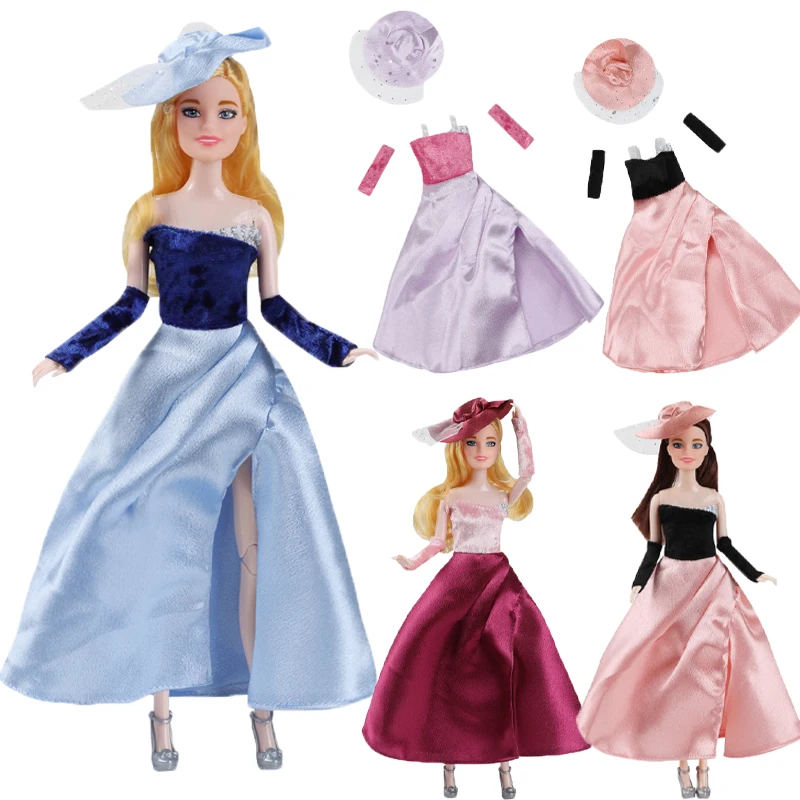 Vestido + Chapéu + Mangas para Boneca, Vestido Sem Alças, Luvas, Saia para Boneca de 30cm e Acessórios de Vestuário para Boneca BJD 1/6, Brinquedo para Meninas, Presente de Feriado