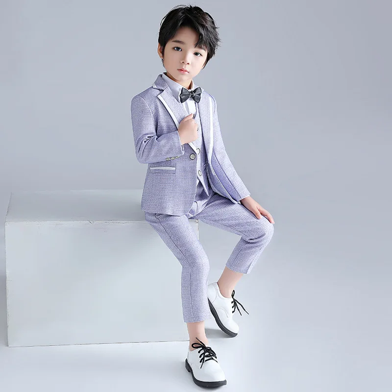 Top Quality Flower Boys Wedding Party Suit Gentleman Formal Photography Dress Kids Tuxedo Outfits Children Performance Costume