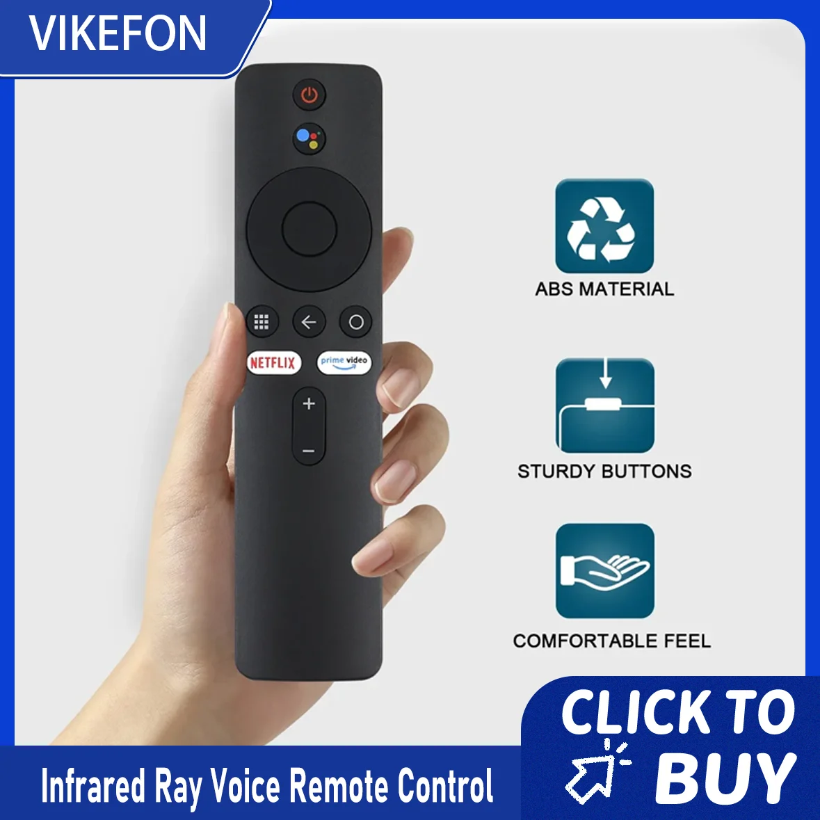 Télécommande vocale compatible avec Xiaomi Mi Tv Stick Box S/4S/4K Mdz-22-Ab Mdz-24-Aa avec Netflix et Primevideo Butt