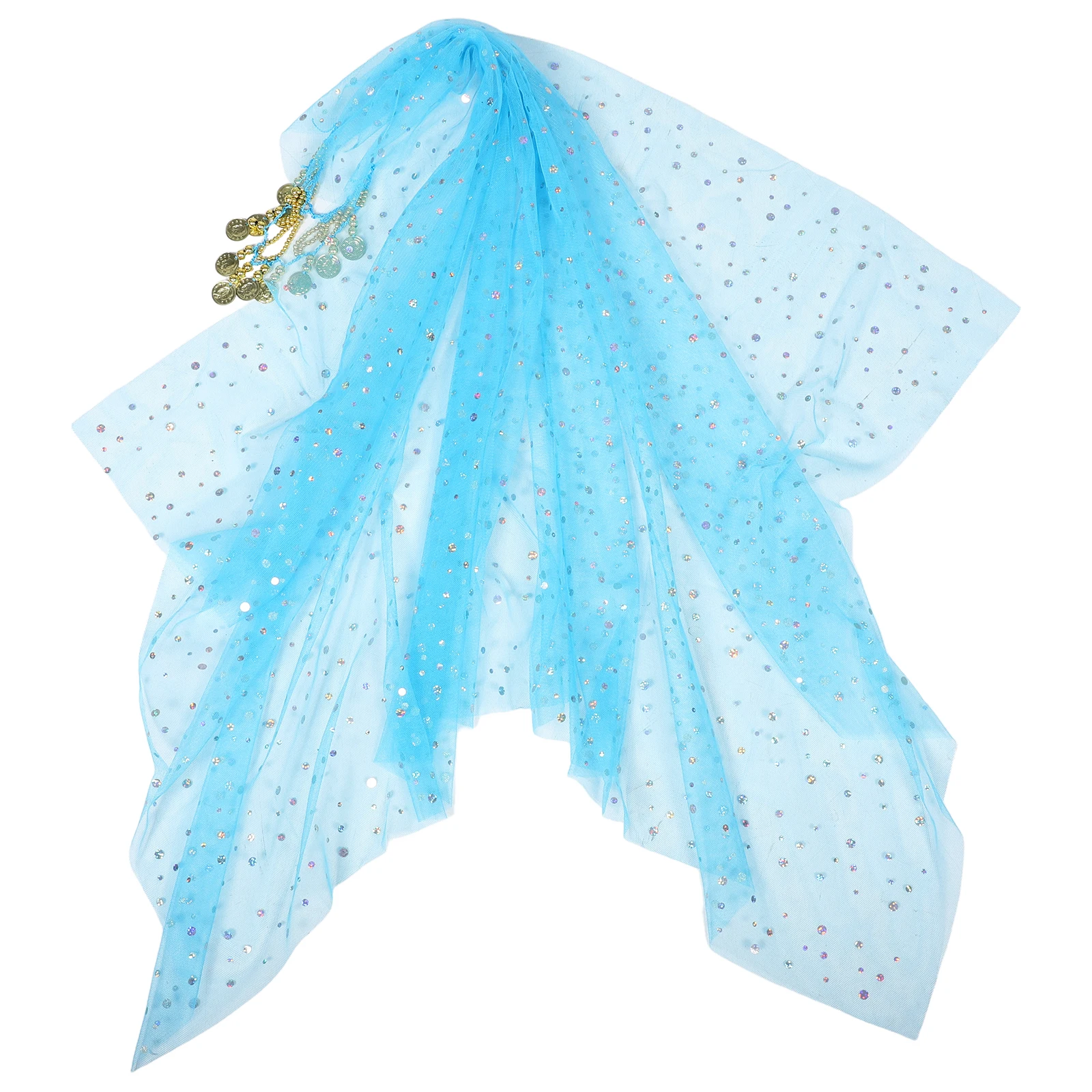 

1 set Belly Dance Head Scarf Women Dancer Veil Performance Prop Color Dots Indian Style Stage Decoration Replacement Set