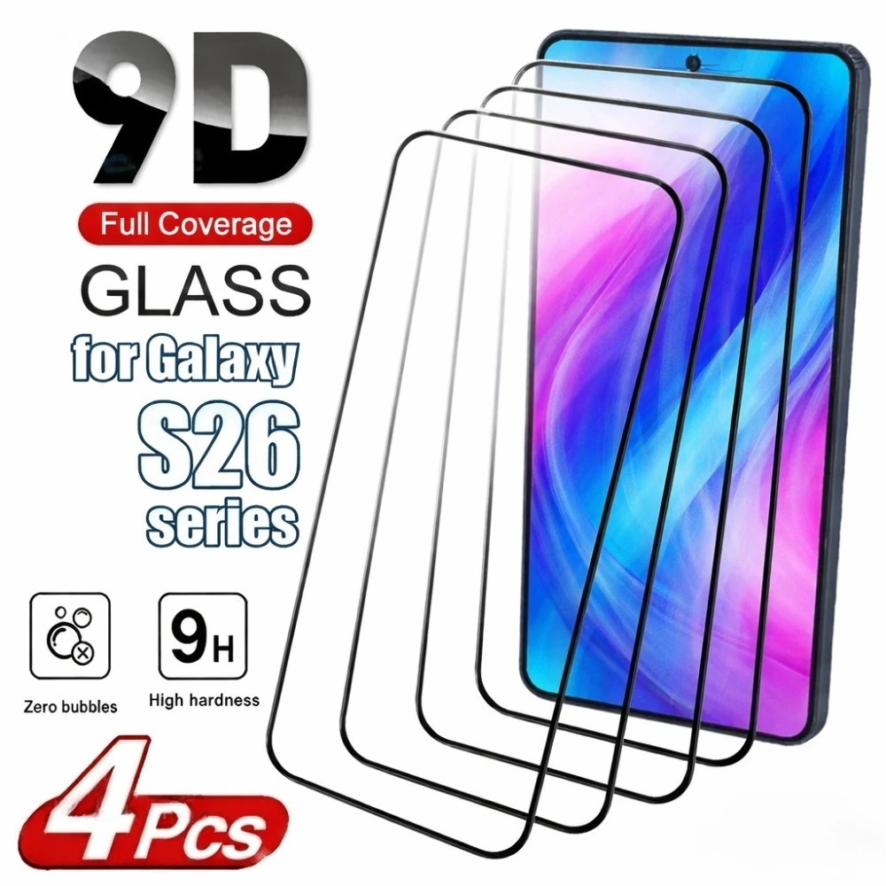 

4Pcs Full Cover HD Tempered Glass for Samsung Galaxy S26 S25 S24 Ultra S23 S22 S21 Plus S25 S26 Edge Anti Drop Screen Protector