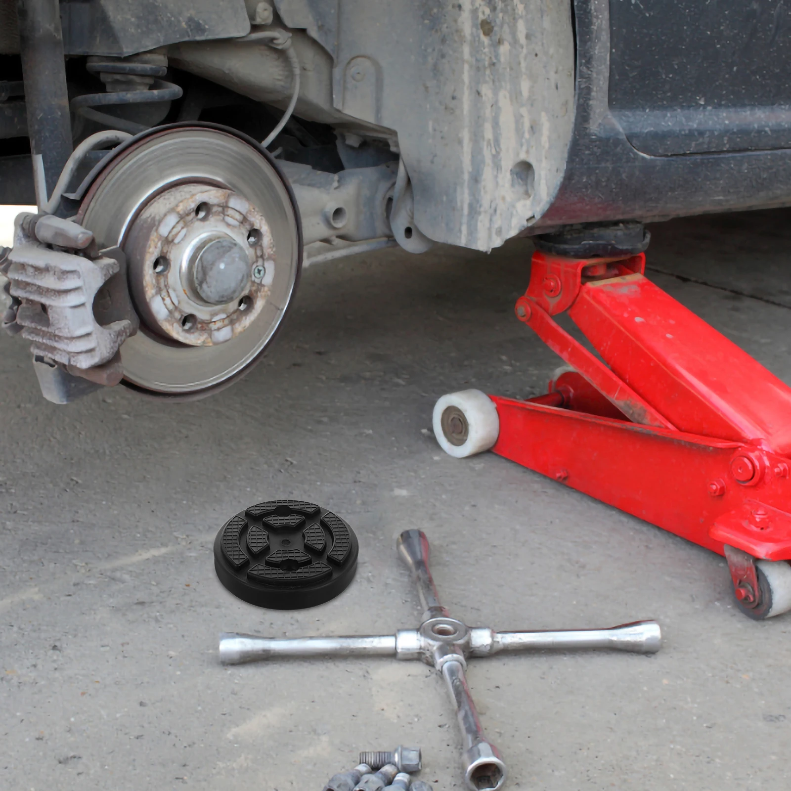 

Rubber Pad for Two Post Car Lifts Wear Resistant Stable Round Floor Jack Pads Hydraulic Accessories Black High for Floor