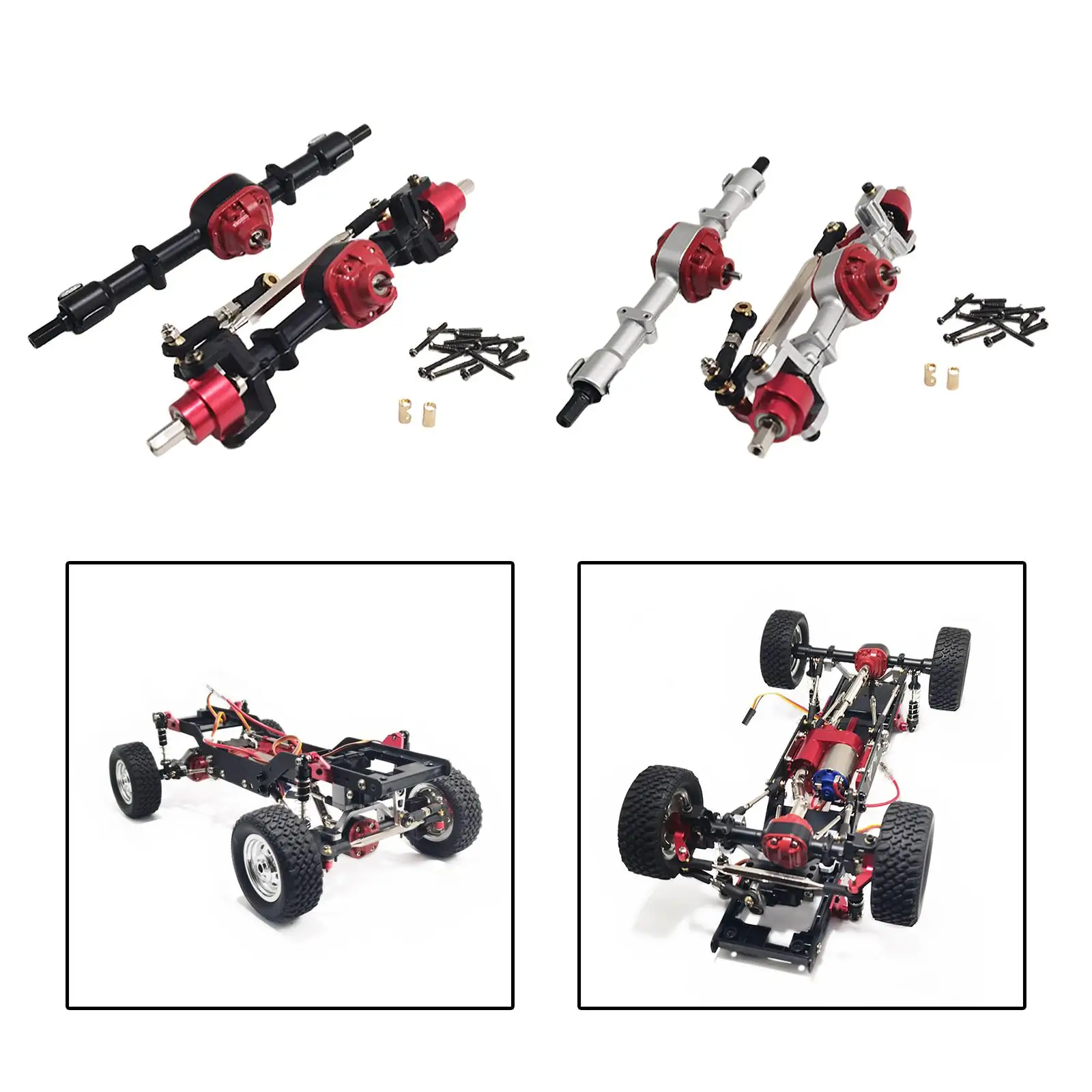 

1:12 RC Car Front and Rear Axle Set Easy Installation Modification Metal Accessories Replace Parts for MN78 MN82 RC Vehicles