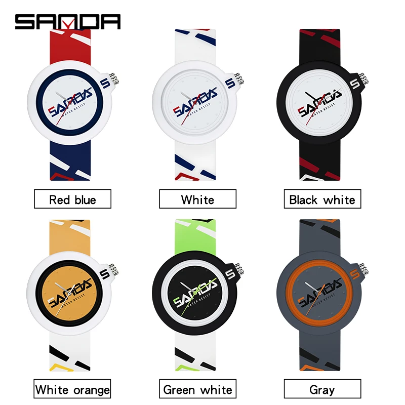 Fashion Sanda Top Brand New Men\'s Or Ladies Unisex Watch 50m Waterproof Silicone Strap Casual Quartz Sports Mens Womenes