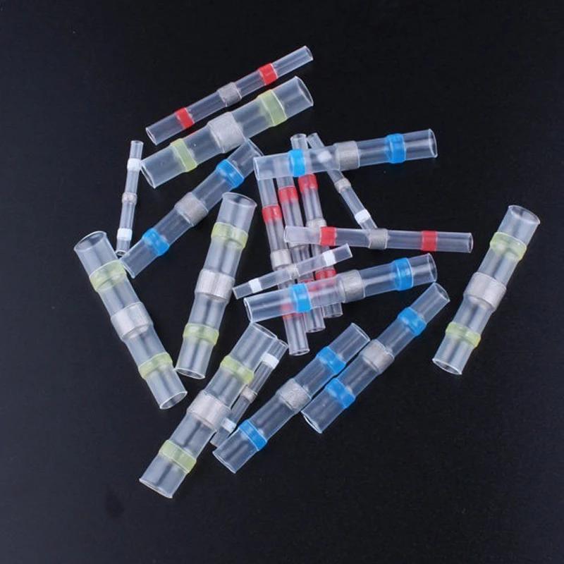 100Pcs Waterproof Heat Shrink Tube With Solder Insulated Electrical Wire Terminal Butt Splice Solder Electric Connector Set