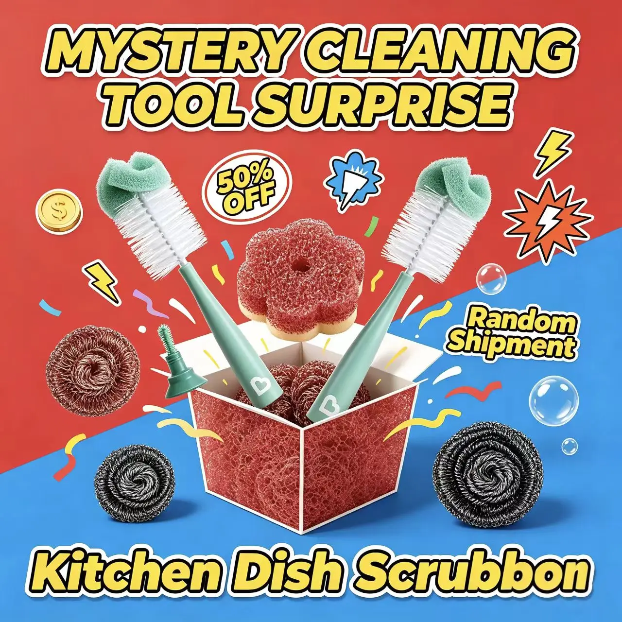 

Kitchen Cleaning Scrubber Mystery Box Random Surprise Household Cleaning Tools