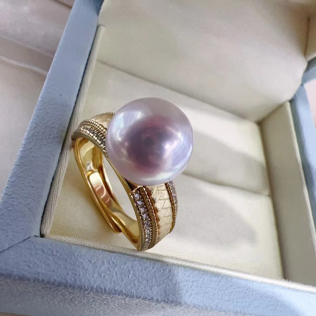 Gorgeous HUGE AAAA++++ 10-11mm 11-12mm 12-13mm ROUND natural south sea white pearl ring adjustable