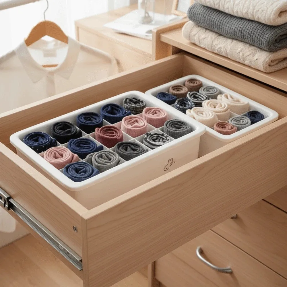 With Cover Underwear Storage Box Dustproof Multifunctional Bra Drawer Organizer Stable Stacking Socks Storage Box For Socks