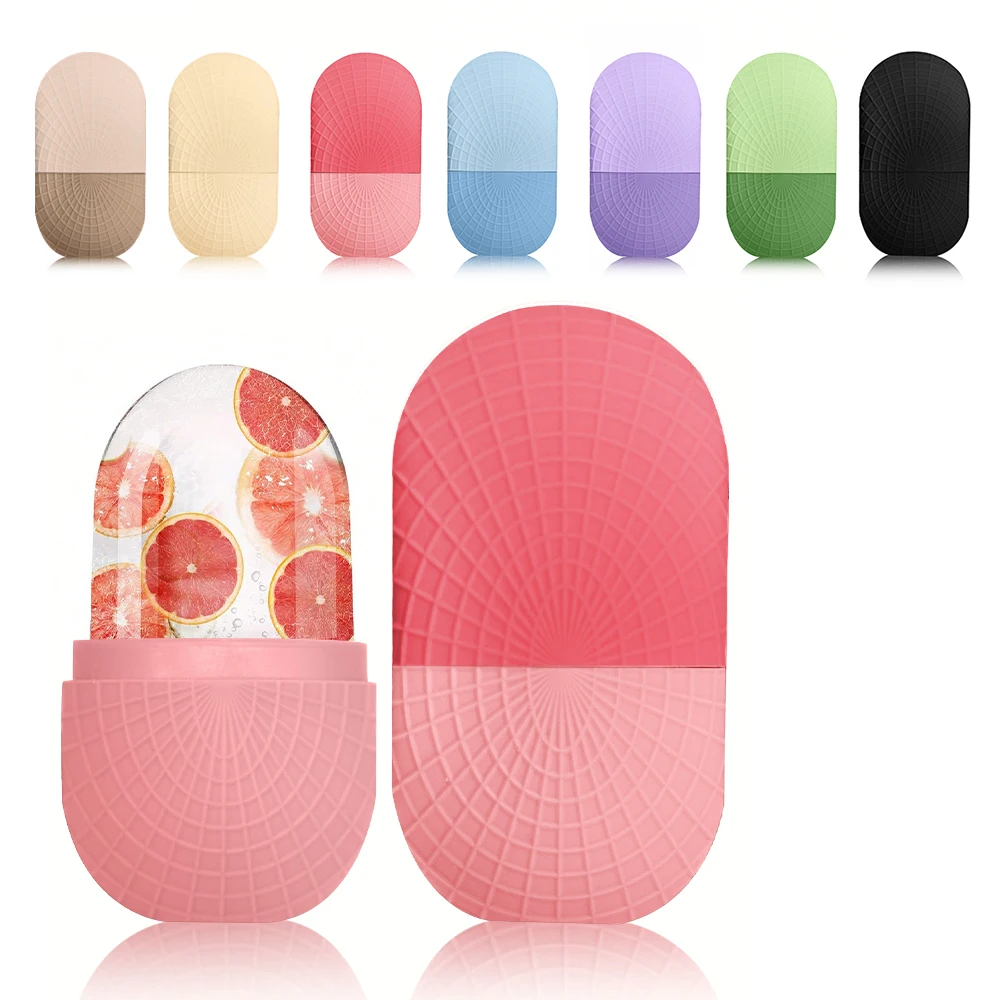 Rosto e olhos com rolo de gelo de silicone, molde reafirmante – ferramenta refrescante para a pele do rosto, à prova de vazamentos e reutilizável para cuidados faciais