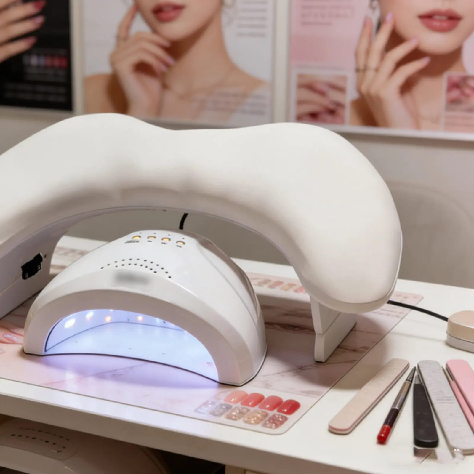 

Floral Shape Manicure Pillow Easy to Clean Foldable Nail Lamp Hand Rest Nail Limb Rest Phone Holder Waterproof