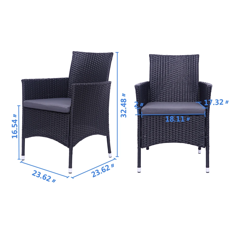 2pcs Single Backrest Chairs Rattan Sofa High Quality PE Rattan&Iron Frame 59x61x83CM Exquisite Workmanship Black[US-Stock]