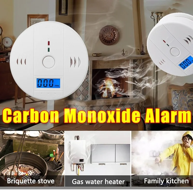Koolmonoxide Alarm Honingraat Roetdetector Co Blauwe Rookdetectie Lcd-Display Alarmer