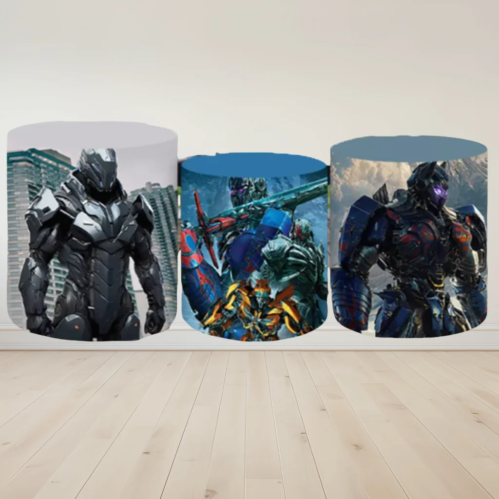 Hasbro Transformers Dessert Table Cylinder Cover Round Photo Backdrop Birthday Party Photography Background Props Baby Shower