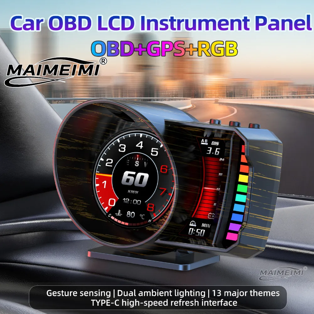P28 On-Board Computer Car GPS Speedometer OBD2 GPS Digital HUD Display Turbo RPM Temperature Voltage With Overspeed Alarm