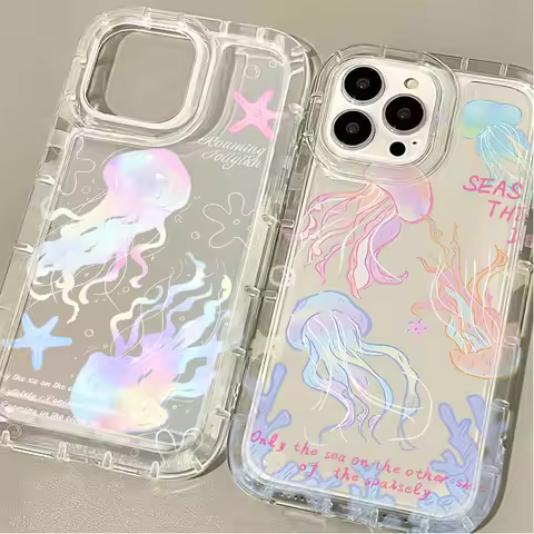Cute Colorful Star Jellyfish Case for Samsung Galaxy S24 Ultra S23 S22 S21 FE S20 Plus Note 20 10 Pro A34 A54 A33 A53 Soft Cover