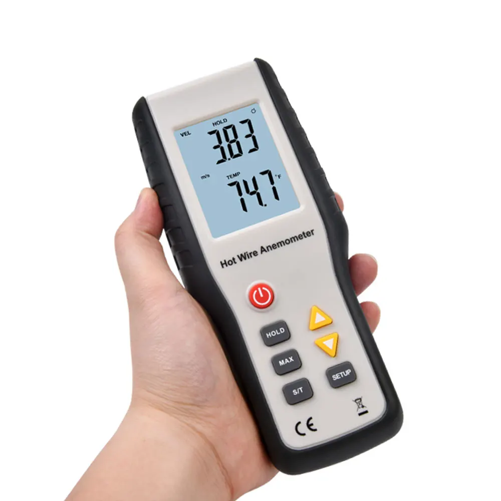 HT9829 Anemometro termico ad alta precisione 0,5-25 m/s 0-50 ℃   Strumento di misurazione precisa della temperatura del volume dell'aria e della velocità del vento