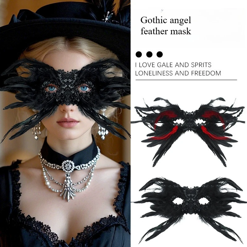

Gothic-style Halloween Has Gone Viral. Feather Half-face Performance, Ball, Eye Mask, Sequin, and High-end Mask