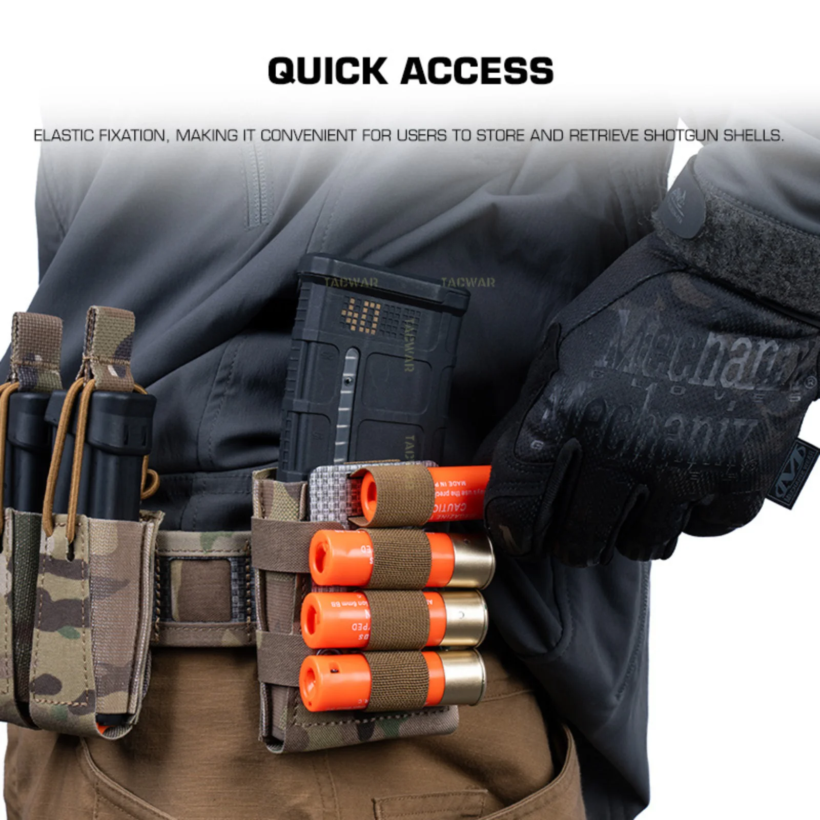 4 Rounds 12GA Shotgun Shell Sleeve Holder MOLLE Hanging Panel for Tactical Airsoft Single Rifle 55.6 Magazine Pouches view 6
