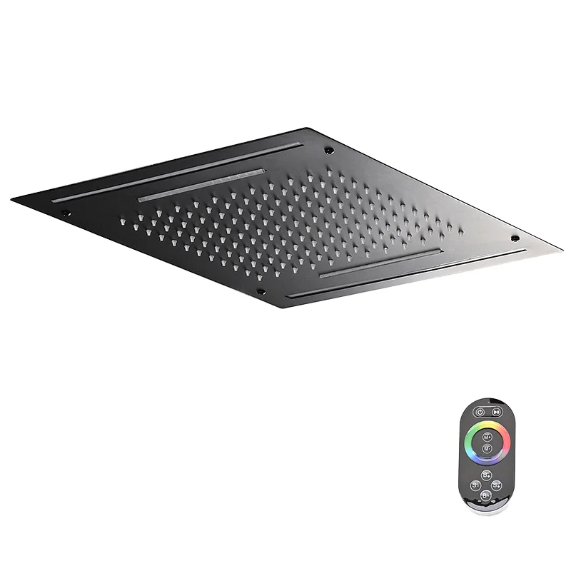 

FEIDU современная черная настенная светодиодная насадка для душа с латунным пультом дистанционного управления, дизайн водопада, аксессуар для смесителя для ванной комнаты