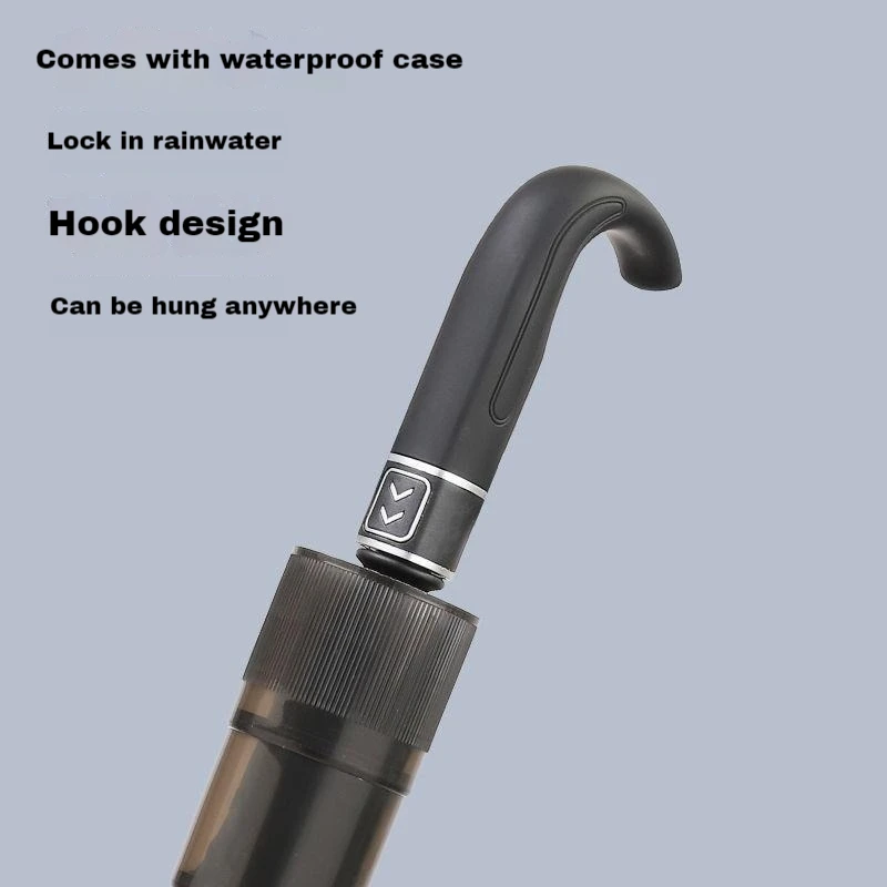 Creative Curved Handle Hook with Increased Wind Resistance, Built-in Waterproof Cover, Portable Automatic Golf Double Umbrella