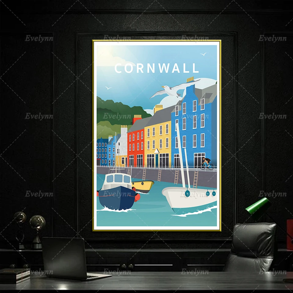 Cornwall Cycling Travel Canvas Poster Nordic Modern Home Decor Prints Pictures Living Room Cuadros Wall Art Painting Gift