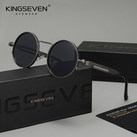 KINGSEVEN Original Gothic Steampunk Sunglasses Polarized Men UV400 High Quality Glasses Women Round Frame Retro Driving Eyewear